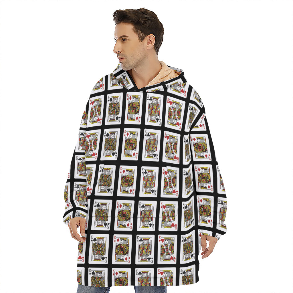Four Kings Playing Cards Pattern Print Hoodie Blanket