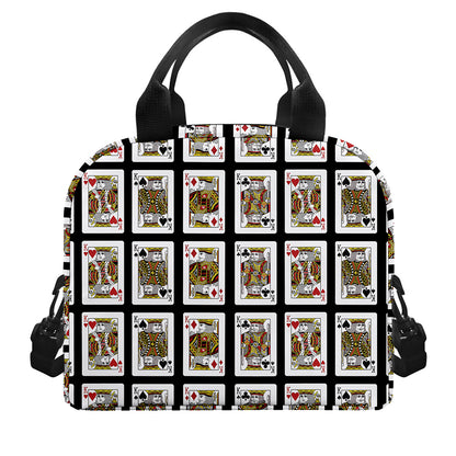 Four Kings Playing Cards Pattern Print Insulated Lunch Bag