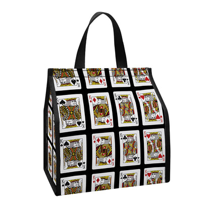 Four Kings Playing Cards Pattern Print Insulated Lunch Tote