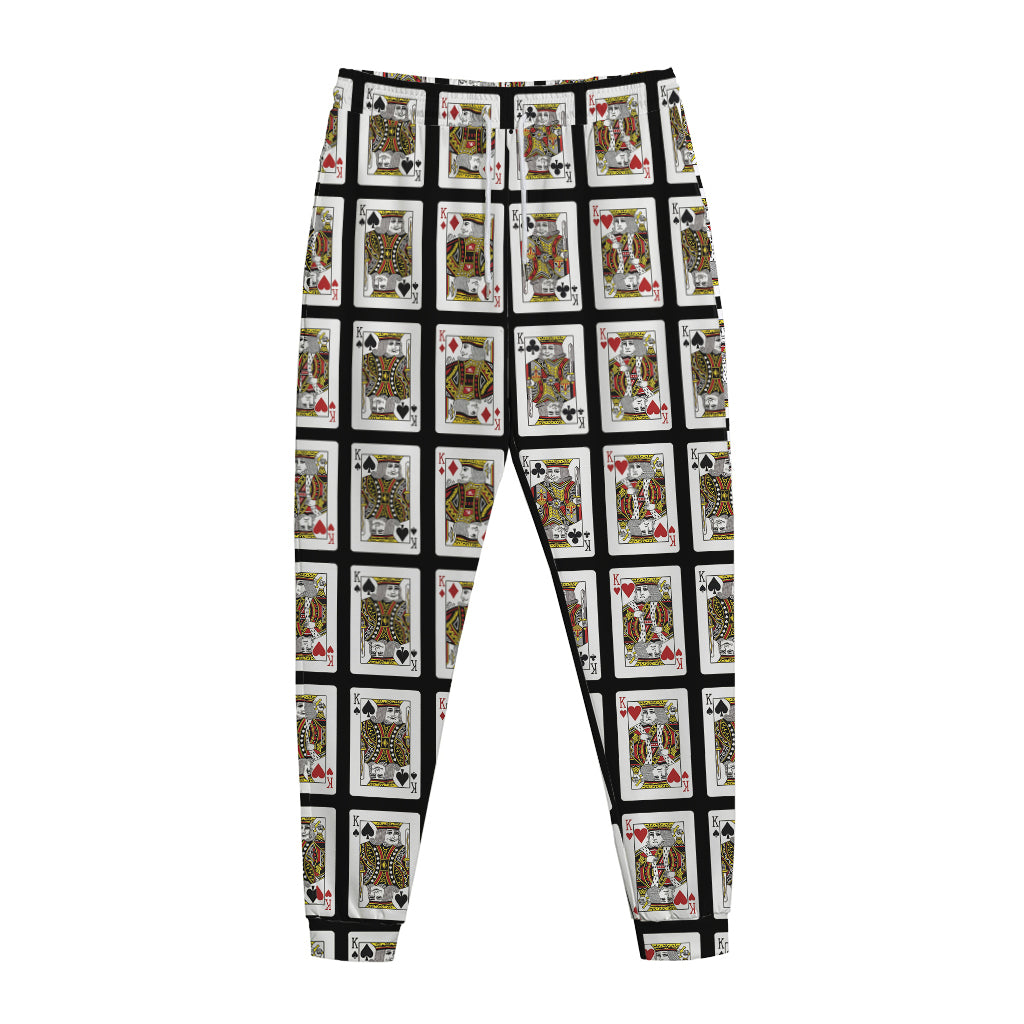 Four Kings Playing Cards Pattern Print Jogger Pants