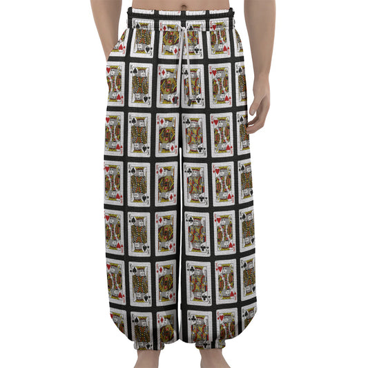 Four Kings Playing Cards Pattern Print Lantern Pants