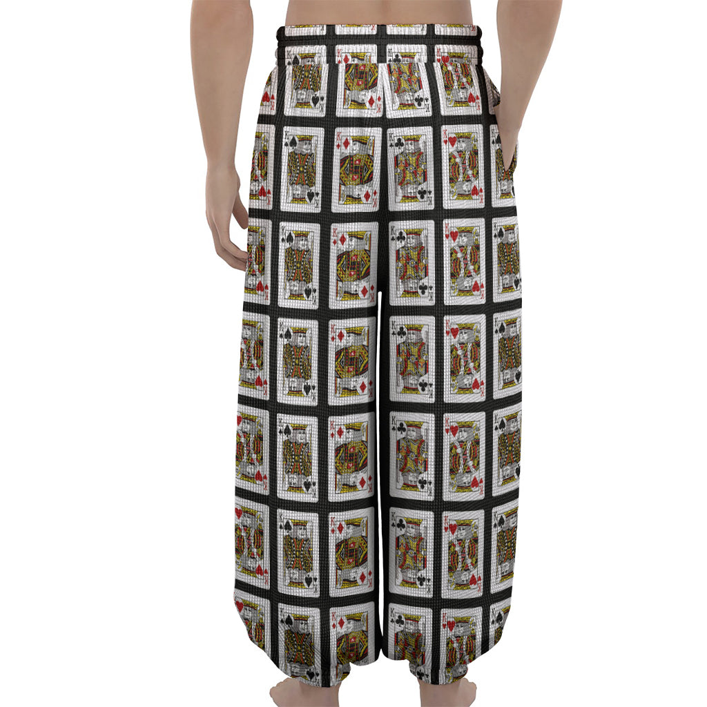 Four Kings Playing Cards Pattern Print Lantern Pants