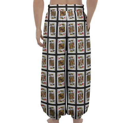 Four Kings Playing Cards Pattern Print Lantern Pants