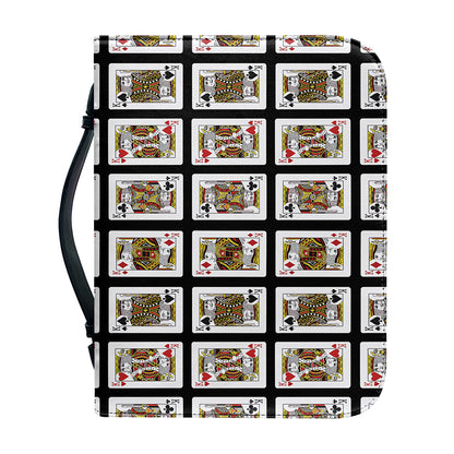 Four Kings Playing Cards Pattern Print Leather Bible Cover