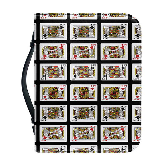 Four Kings Playing Cards Pattern Print Leather Bible Cover