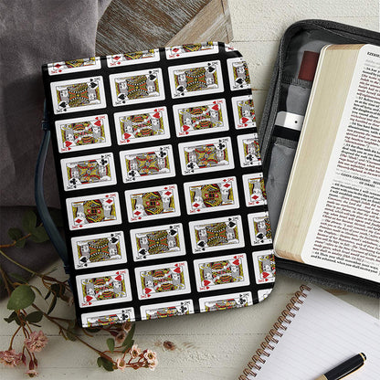 Four Kings Playing Cards Pattern Print Leather Bible Cover