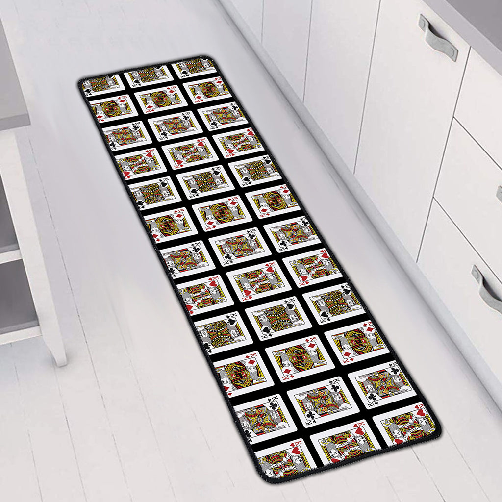 Four Kings Playing Cards Pattern Print Long Kitchen Mat