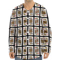 Four Kings Playing Cards Pattern Print Long Sleeve Baseball Jersey