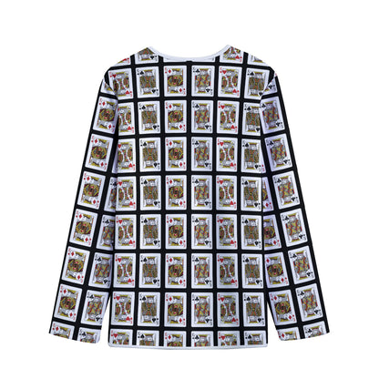 Four Kings Playing Cards Pattern Print Long Sleeve Short Coat