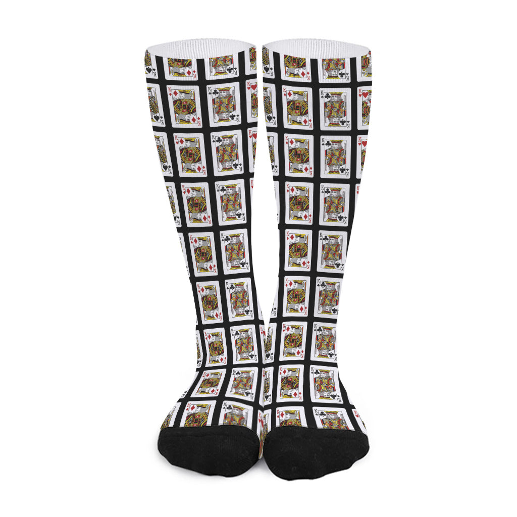 Four Kings Playing Cards Pattern Print Long Socks