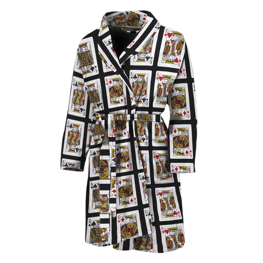 Four Kings Playing Cards Pattern Print Men's Bathrobe