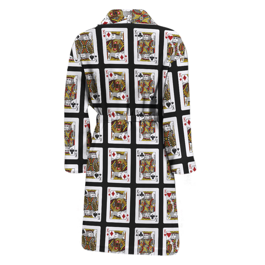 Four Kings Playing Cards Pattern Print Men's Bathrobe