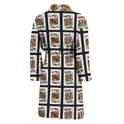 Four Kings Playing Cards Pattern Print Men's Bathrobe