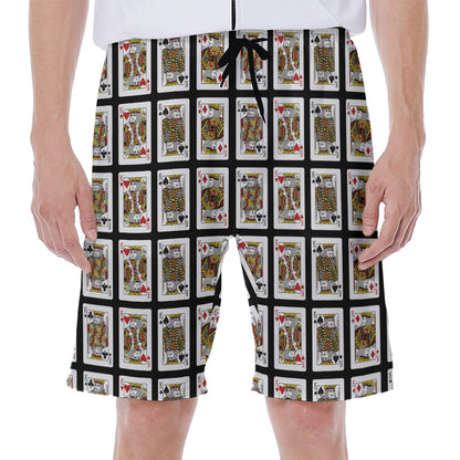 Four Kings Playing Cards Pattern Print Men's Beach Shorts