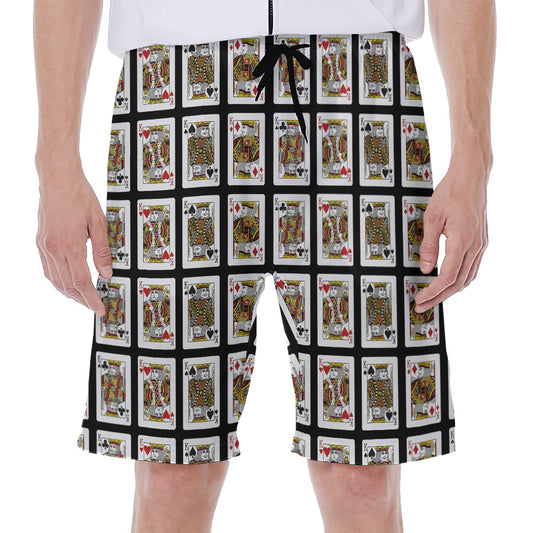 Four Kings Playing Cards Pattern Print Men's Beach Shorts