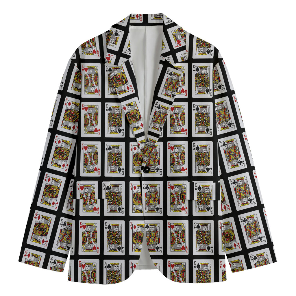 Four Kings Playing Cards Pattern Print Men's Blazer