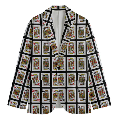 Four Kings Playing Cards Pattern Print Men's Blazer