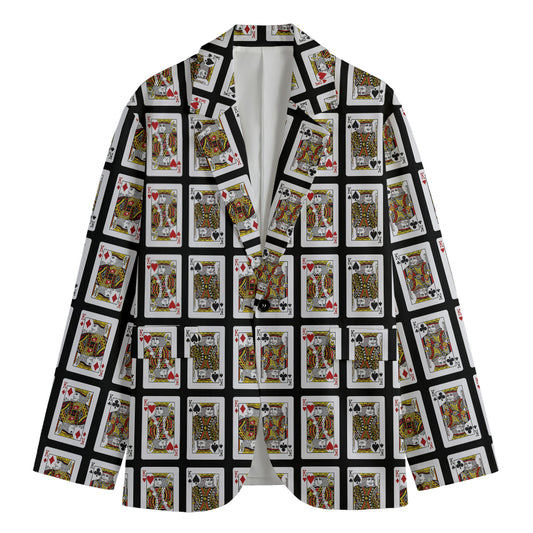 Four Kings Playing Cards Pattern Print Men's Blazer