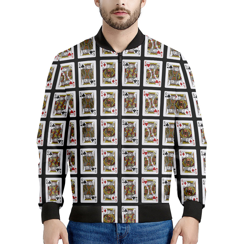 Four Kings Playing Cards Pattern Print Men's Bomber Jacket