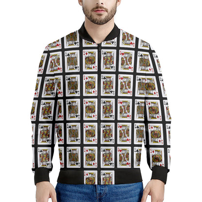 Four Kings Playing Cards Pattern Print Men's Bomber Jacket