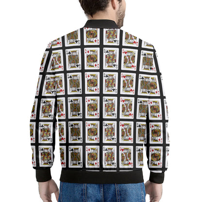 Four Kings Playing Cards Pattern Print Men's Bomber Jacket