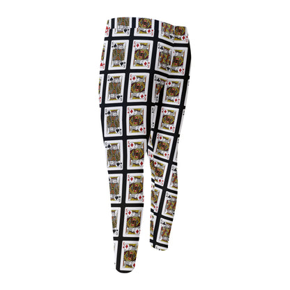 Four Kings Playing Cards Pattern Print Men's Compression Pants