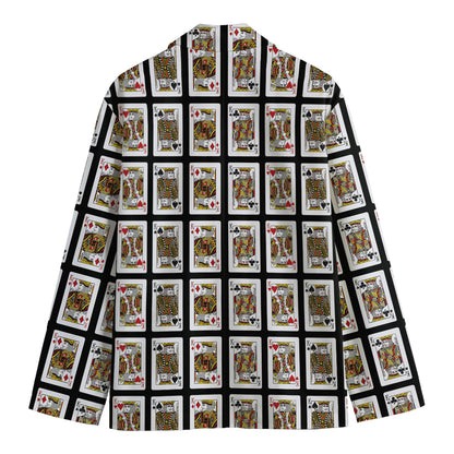 Four Kings Playing Cards Pattern Print Men's Cotton Blazer