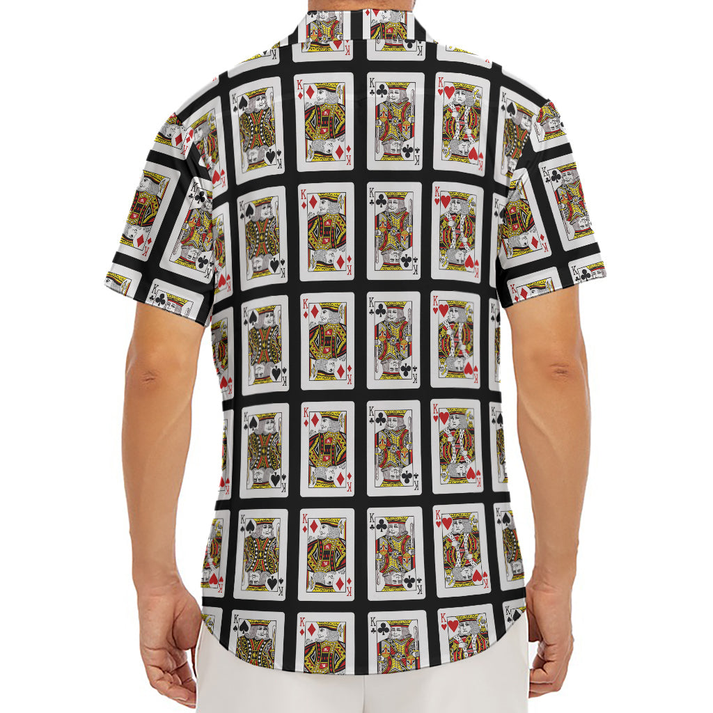 Four Kings Playing Cards Pattern Print Men's Deep V-Neck Shirt