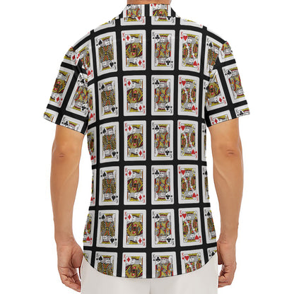 Four Kings Playing Cards Pattern Print Men's Deep V-Neck Shirt