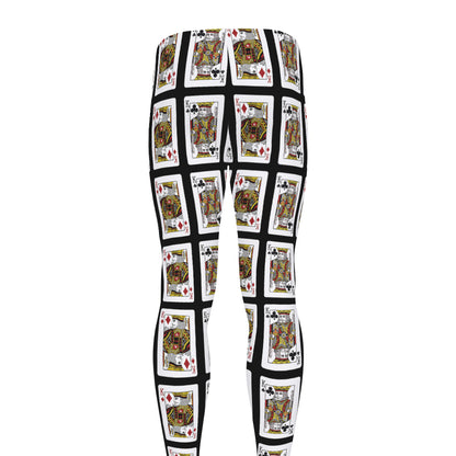 Four Kings Playing Cards Pattern Print Men's leggings