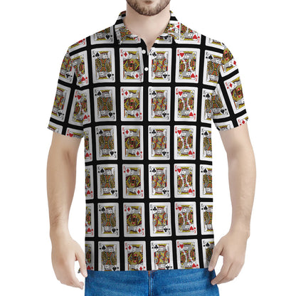 Four Kings Playing Cards Pattern Print Men's Polo Shirt