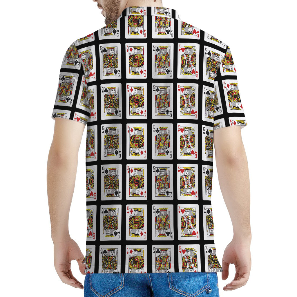 Four Kings Playing Cards Pattern Print Men's Polo Shirt