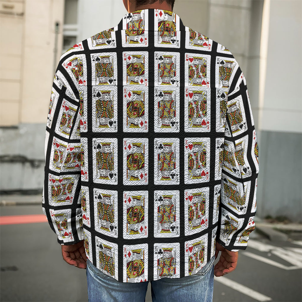Four Kings Playing Cards Pattern Print Men's Shirt Jacket