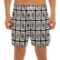 Four Kings Playing Cards Pattern Print Men's Split Running Shorts