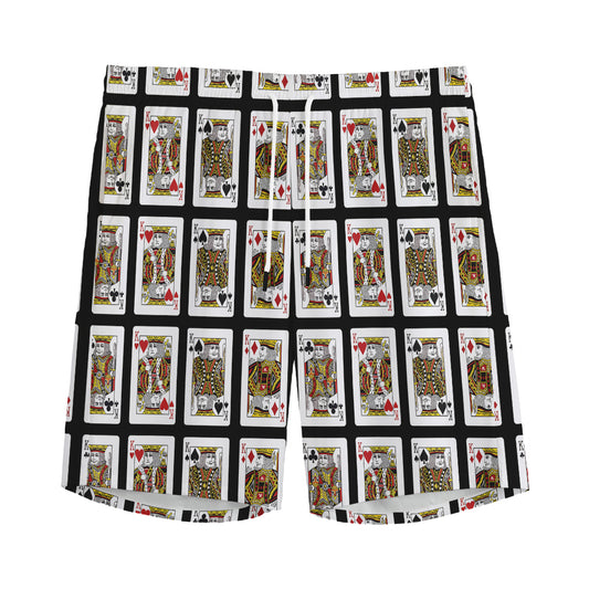Four Kings Playing Cards Pattern Print Men's Sports Shorts