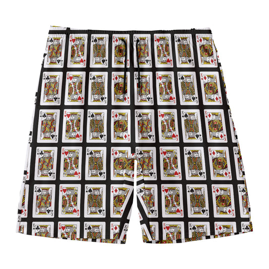 Four Kings Playing Cards Pattern Print Men's Swim Trunks