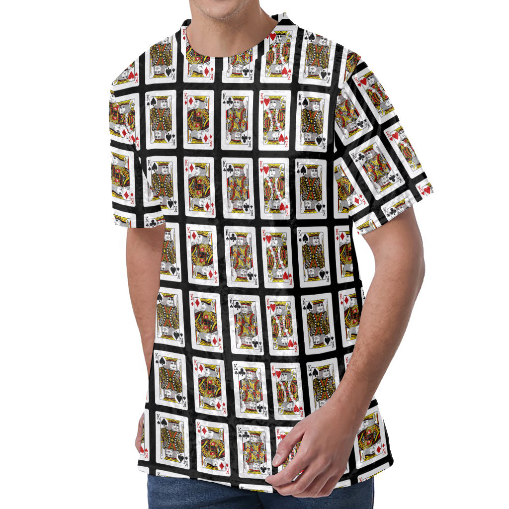 Four Kings Playing Cards Pattern Print Men's Velvet T-Shirt