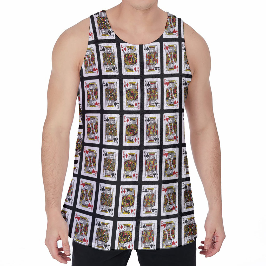Four Kings Playing Cards Pattern Print Men's Velvet Tank Top