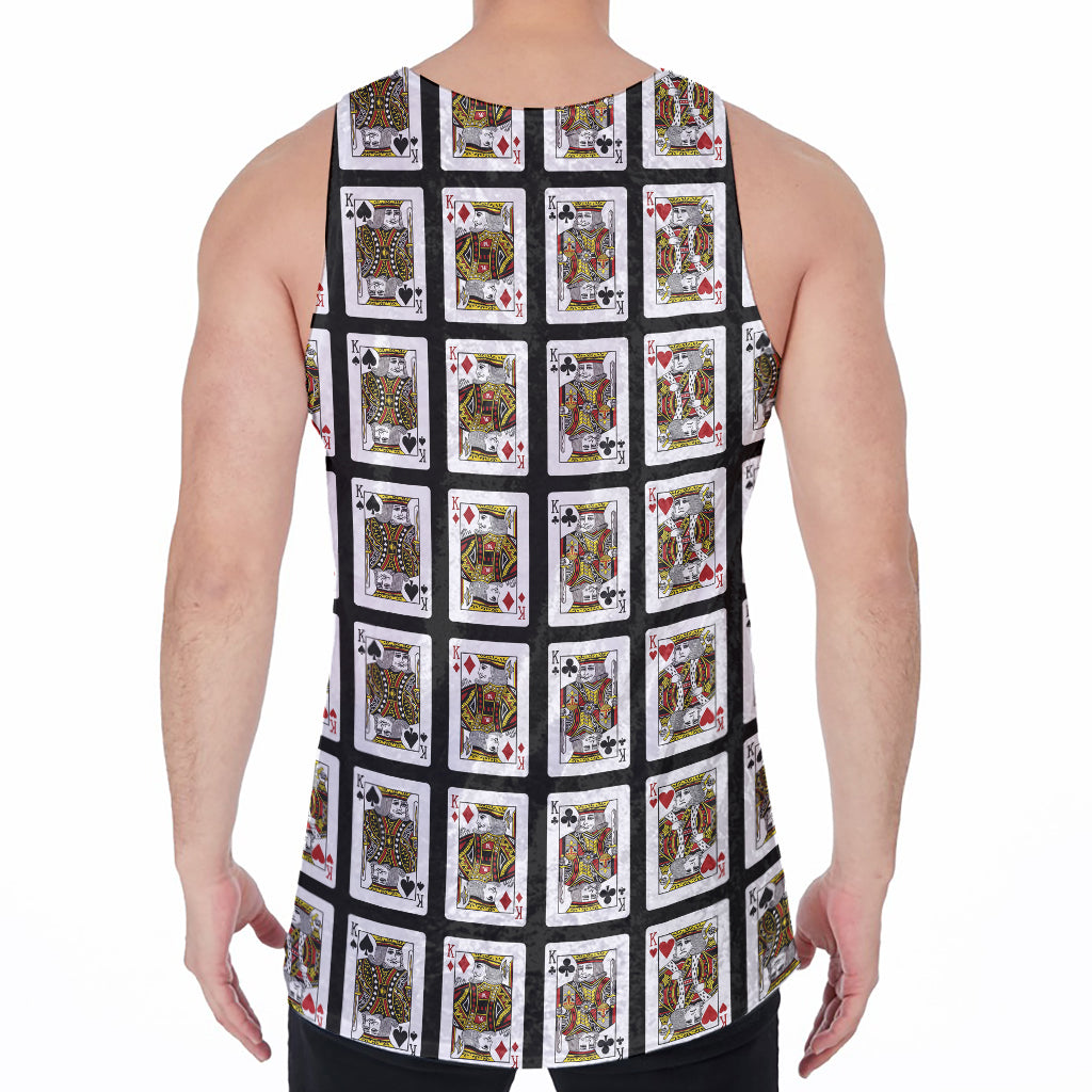 Four Kings Playing Cards Pattern Print Men's Velvet Tank Top