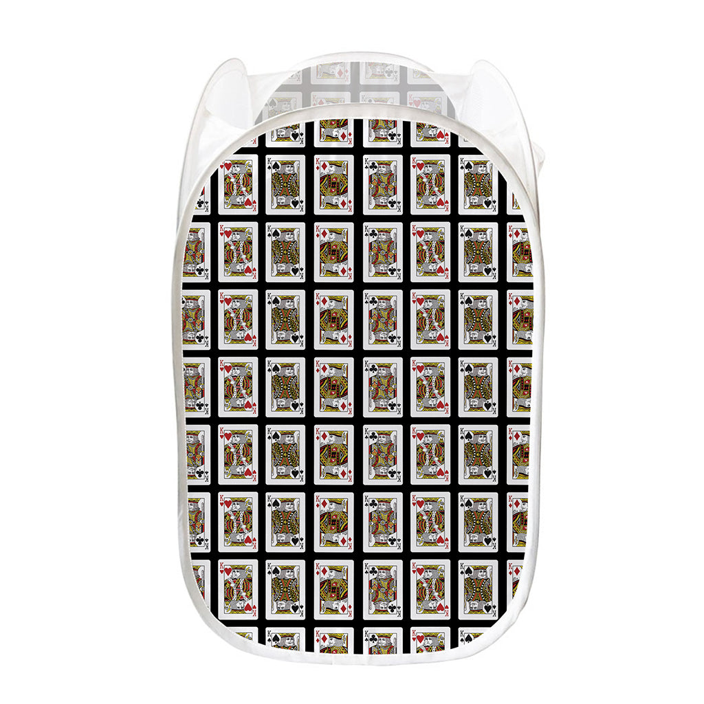 Four Kings Playing Cards Pattern Print Mesh Laundry Hamper