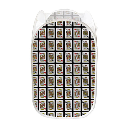 Four Kings Playing Cards Pattern Print Mesh Laundry Hamper