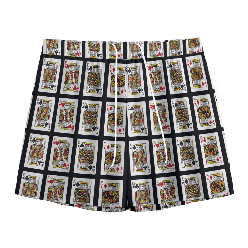 Four Kings Playing Cards Pattern Print Mesh Shorts