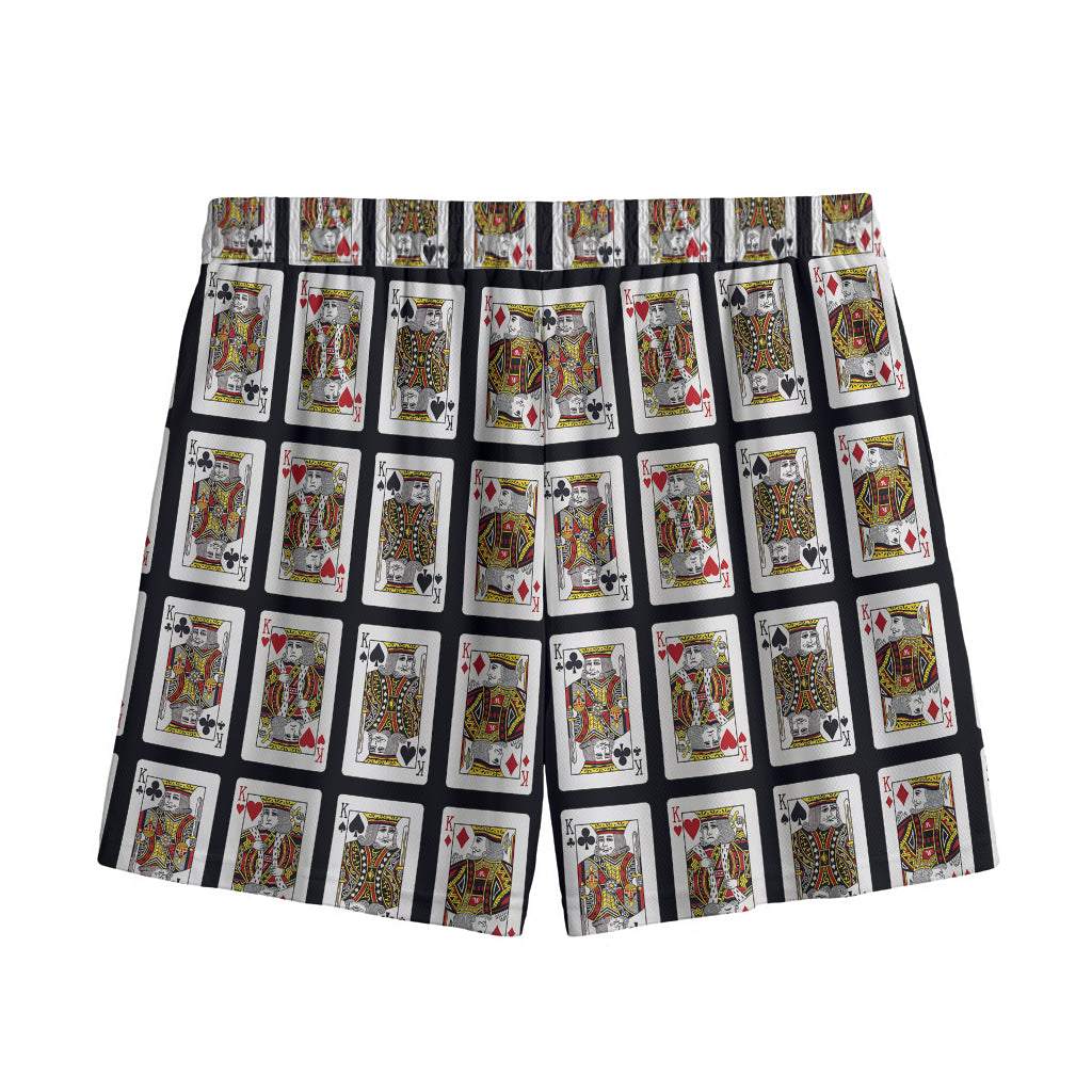 Four Kings Playing Cards Pattern Print Mesh Shorts