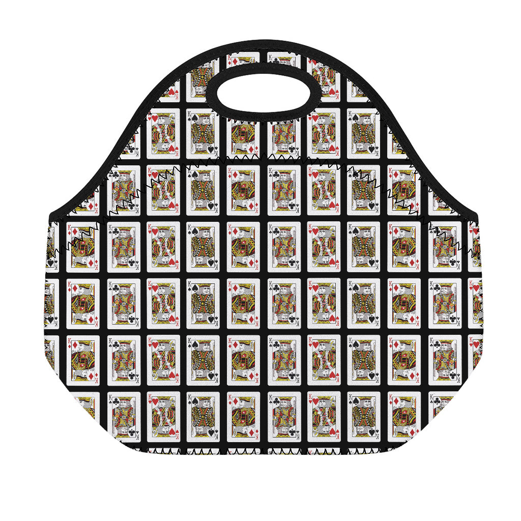 Four Kings Playing Cards Pattern Print Neoprene Lunch Bag