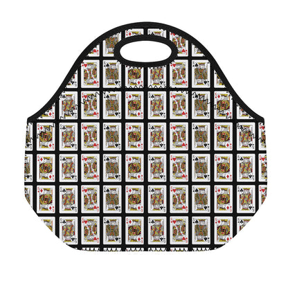 Four Kings Playing Cards Pattern Print Neoprene Lunch Bag