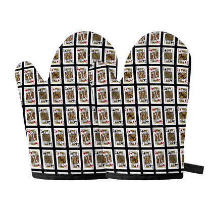 Four Kings Playing Cards Pattern Print Oven Mitts