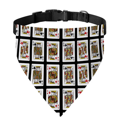 Four Kings Playing Cards Pattern Print Over The Collar Dog Bandana