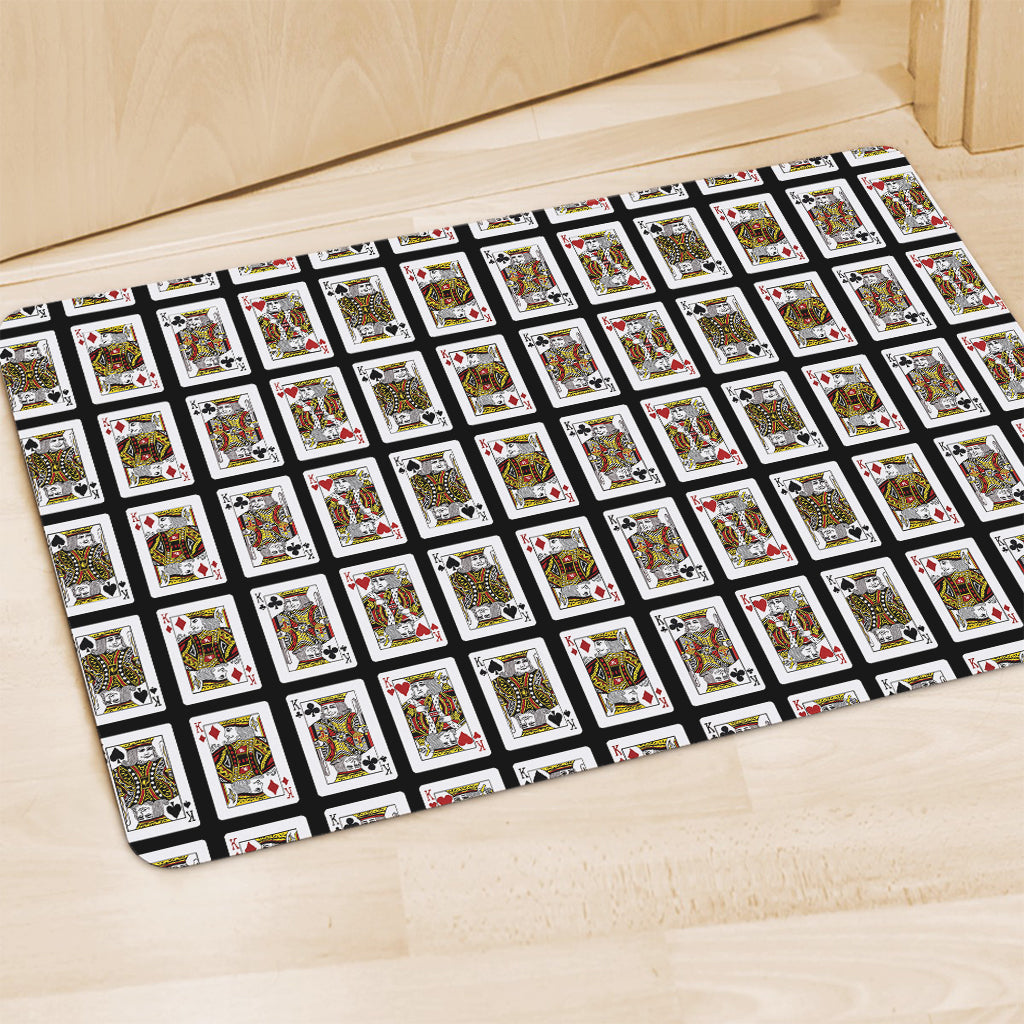 Four Kings Playing Cards Pattern Print Polyester Doormat
