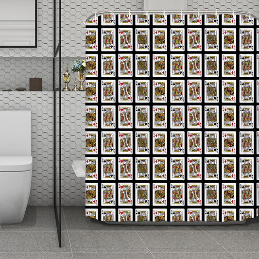 Four Kings Playing Cards Pattern Print Polyester Shower Curtain