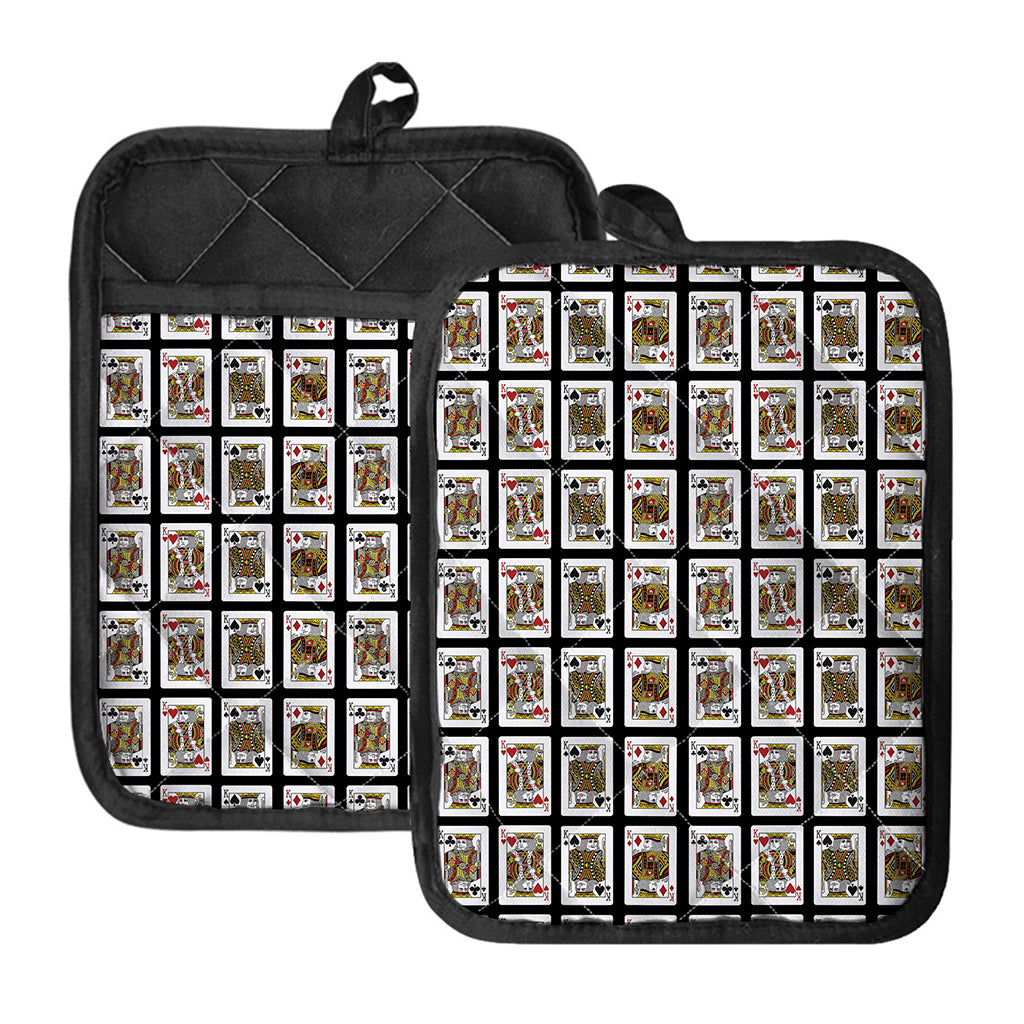Four Kings Playing Cards Pattern Print Pot Holders With Pocket